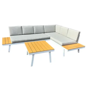 Tempo Kondela Pelor – Zahradní set s bílou ocelí a dubovými deskami