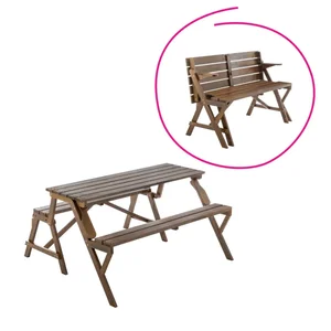 Tempo Kondela ZAGIR 2v1 – zahradní set s dřevěným stolem a lavičkou, hnědý