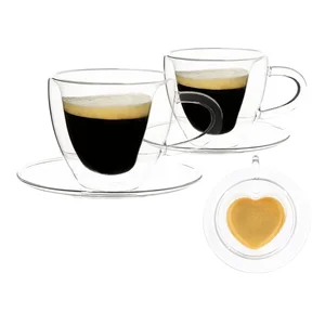 Termo sklenice Heart set 2 ks s podšálky