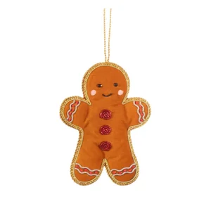 Textilní vánoční ozdoba Gingerbread, 10 cm – ruční výroba, Sass & Belle