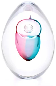 Těžítko z českého skla Tyrkysová a Růžová 10 cm