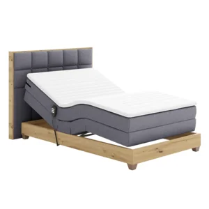 TIANA Elektrická polohovací boxspring 120x200 tmavě šedá/dub artisan