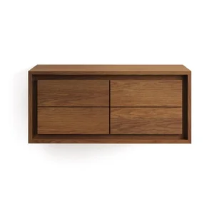 Tmavě hnědá závěsná skříňka pod umyvadlo 90×40 cm z teakového dřeva – Kenta, Kave Home