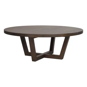 Tmavě hnědý kulatý konferenční stolek Boxford, dekor dubu, Ø 110 cm