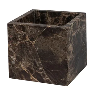 Tmavě hnědý mramorový organizér Marble na vatové tampony – Mette Ditmer Denmark