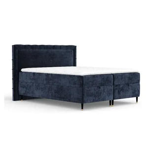 Tmavě modrá boxspring postel 180×200 cm s úložným prostorem Voyage – Maison de Rêve
