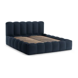 Tmavě modrá dvoulůžková postel Lupine Micadoni 200x200 s úložným prostorem