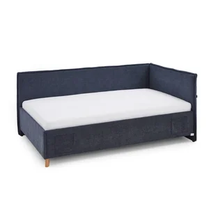 Tmavě modrá rohová dětská postel s úložným prostorem 140x200 cm Fun