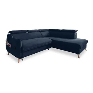 Tmavě modrá rohová rozkládací pohovka Sweet Harmony – pravý roh (Miuform)