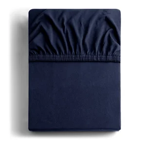 Tmavě modré napínací prostěradlo Jersey 220×200 cm
