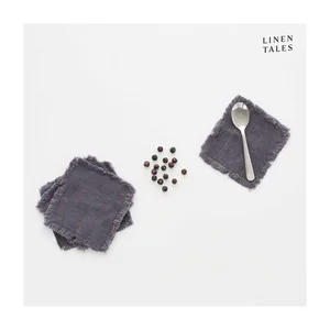 Tmavě šedé lněné podtáčky 4 ks – Linen Tales