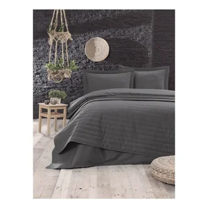 Tmavě šedý prošívaný přehoz na dvoulůžko 220x240 cm Monart Mijolnir