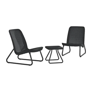Tmavě šedý zahradní lounge set Rio pro 2 osoby