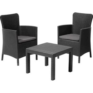 Tmavě šedý zahradní lounge set z umělého ratanu pro 2 osoby