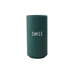 Tmavě zelená váza Design Letters Smile, 11 cm