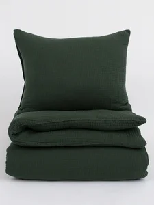 Tmavě zelené mušelínové povlečení Alexia