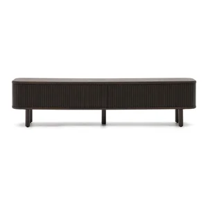 Tmavý TV stolek Mailen 200x50 cm, dekor jasanu
