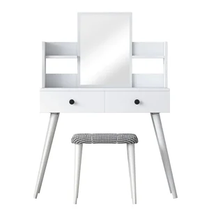 Toaletní stolek MACERATA se zrcadlem – bílý