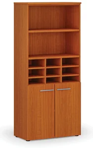 Třídicí regál PRIMO WOOD s dveřmi, třešeň, 9 přihrádek