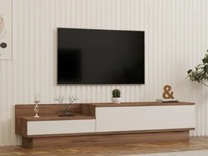 TV stolek ALBURY – atlantská borovice / bílá