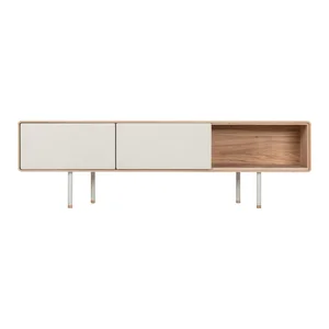 TV stolek Fina z dubového dřeva, 160×48 cm – bílo-přírodní, Gazzda