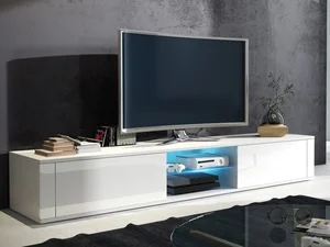 TV stolek KOLINA – bílá/bílý lesk, 5 let záruka