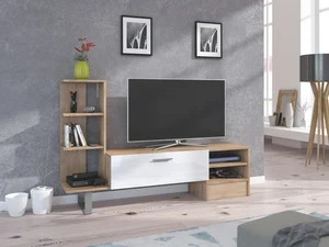 TV stolek VANIMO dub sonoma/bílý lesk