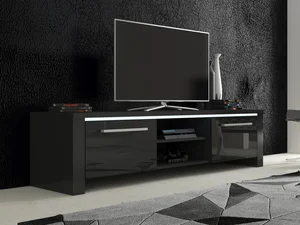 TV stolek ZARKENT 2 – černý lesk, 140 cm