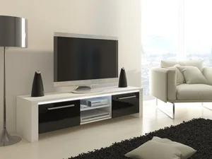 TV stolek ZARKENT – bílý/černý lesk, 5 let záruky