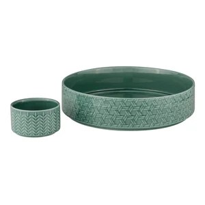 Tyrkysové porcelánové servírovací mísy, sada 2 ks – Ø 30 cm a Ø 10 cm