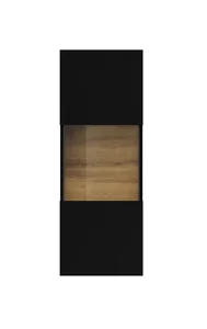 UDREN závěsná vitrína černá/dub Wotan