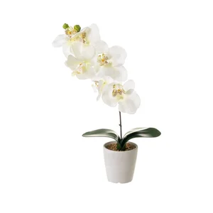 Umělá orchidej 45 cm v cementovém květináči