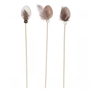 Vajíčko plastové se peříčky – zapichovací sada (6 ks) BR