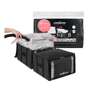 Vakuové látkové úložné boxy na oblečení – sada 2 ks, 42×25×25 cm, Black Edition