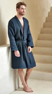 Vandyck unisex bavlněný župan Biarritz Navy S-M