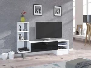 VANIMO TV stolek – bílý/černý lesk
