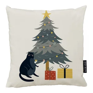 Vánoční dekorativní polštář 45x45 cm Crazy Cat Xmas