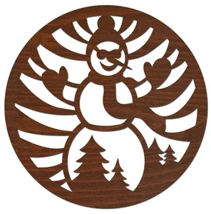 Vánoční dřevěný podtácek SNĚHULÁK 10 cm