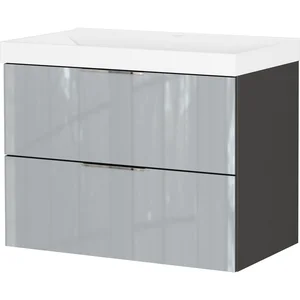 Vasio 81×65 cm – závěsná skříňka s umyvadlem, šedá lesklá