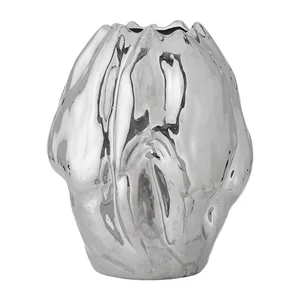 Váza Bobby z kameniny, stříbrná 29 cm – Bloomingville