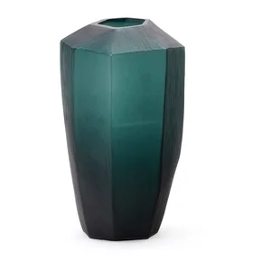 Váza z průhledného skla v petrolejové barvě 45 cm