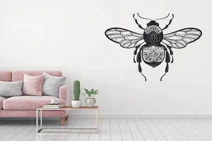 Včelí samolepka na zeď černá 60x42 cm