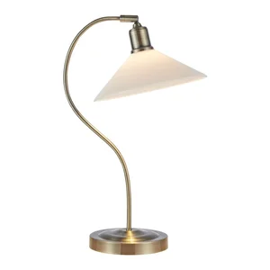 Vela Stolní lampa s skleněným stínidlem a mosaznými prvky