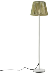 Venkovní stojací lampa Virginia Jayla bílá se zeleným lanovým stínidlem IP44/IP54