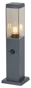 Venkovní tmavě šedá LED lampu s kouřovým sklem a senzorem pohybu
