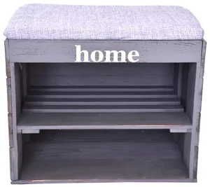 Vingo Dřevěný Botník s Lavicí Šedý 45x32cm