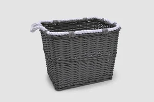 Vingo Proutěný úložný koš s lanem šedý 45x36 cm