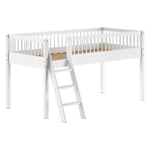 Vipack Forrest: Bílá vyvýšená dětská postel 90×200 cm z bukového dřeva