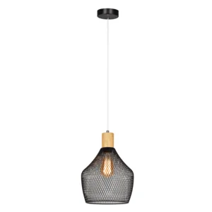 Visící lampa KOLEN – černá/přírodní