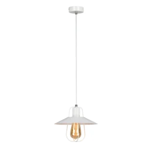Visící stropní lampa bílá s kovovým provedením